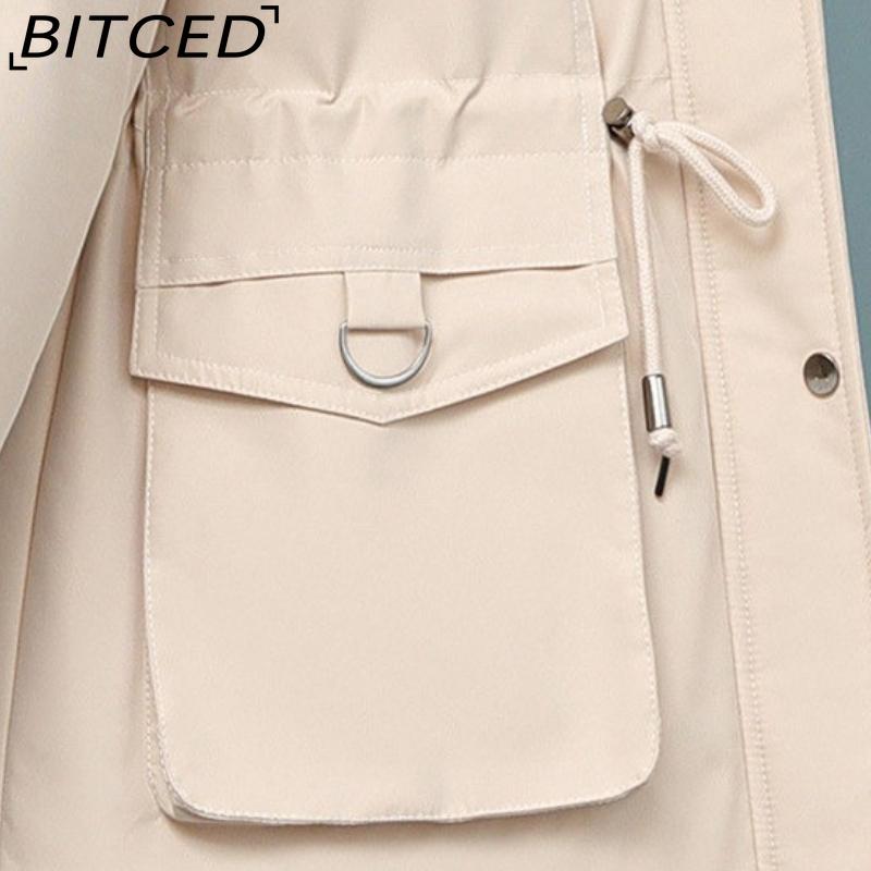 BITCED Women's Fleece-Lined Thickened Puffer Coat - Short Winter Style with Large Fur Collar, Slim-Fit and Flattering Cotton-Blend Outerwear