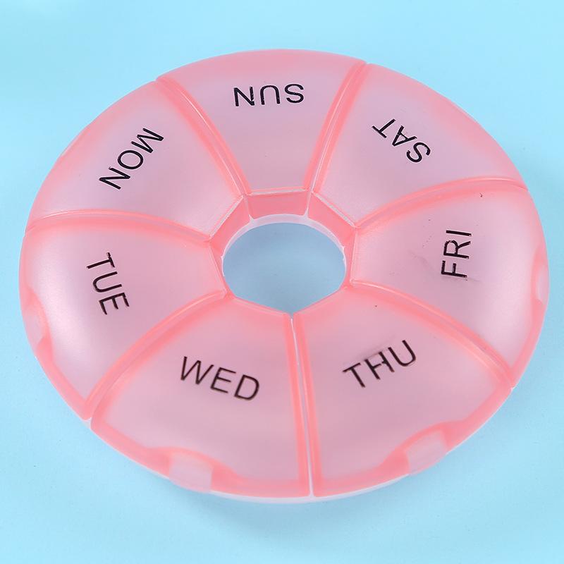 1Pcs Round Pill Case Plastic 7 Days Weekly Tablet Candy Box Portable Storage Tablet Holder Travel Organizer Pill Container
