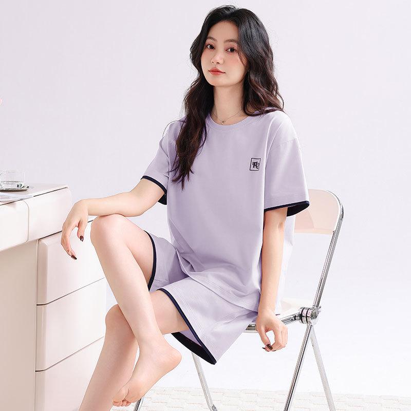 Pajamas women s summer with chest pads Modal women s short-sleeved new cool women s large-size loungewear set M recommendation 40-50kg