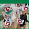 Cute Apple Dog Handheld Canvas Bag With Zipper Closure For Daily Office Use