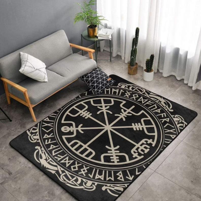 Viking Bear Printing Carpet for Living Room Room Decor Coffee Table Large Area Rug Non Slip Halloween Floor Rugs for Living Room