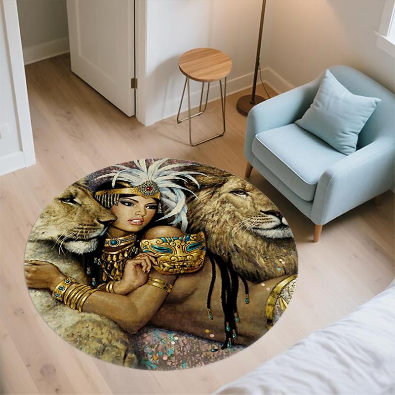 Lion King Pattern Round rug,Carpet Rug for Living Room Bedroom  Playroom ,Non-slip Floor Mat,Holiday Gifts and Birthday Gifts.