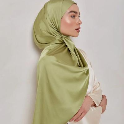 New Plain Satin Silk Hijab Scarf Women Large Size Scarf Shawls Muslim Headscarf Wraps Turbans Solid Headbands Bandana Ramadan