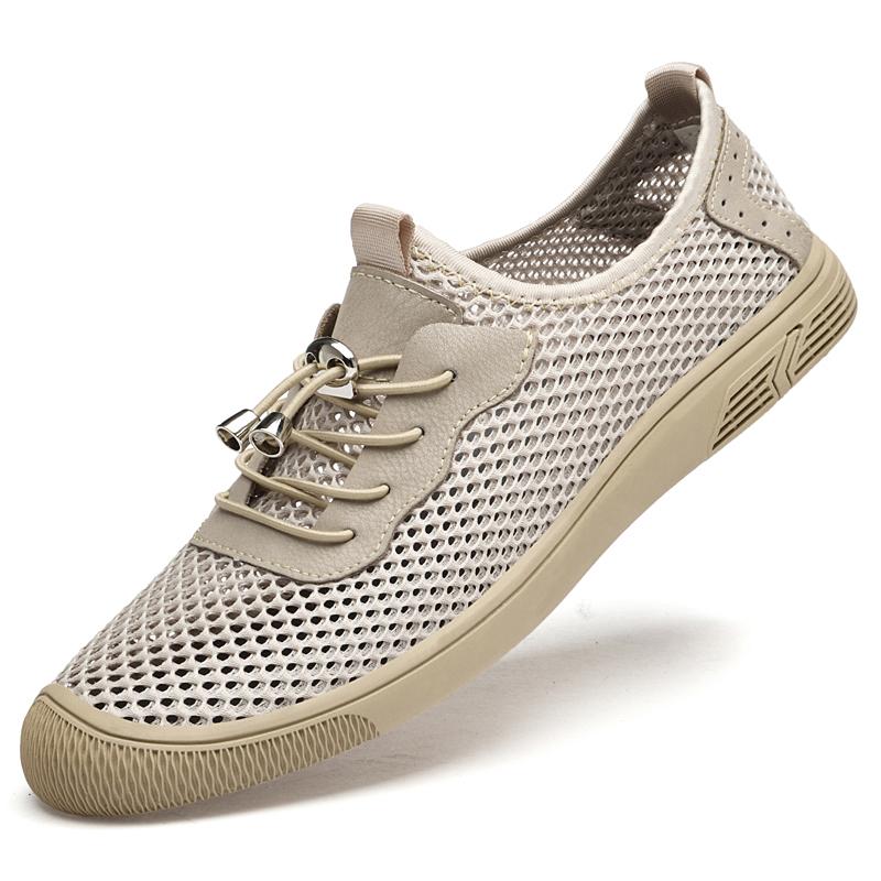 Summer New Outdoor Elastic Mesh Shoe Hollow Out Men Flats Damping Breathable Loafers Fashion Casual Shoes Slip on Shoes Footwear