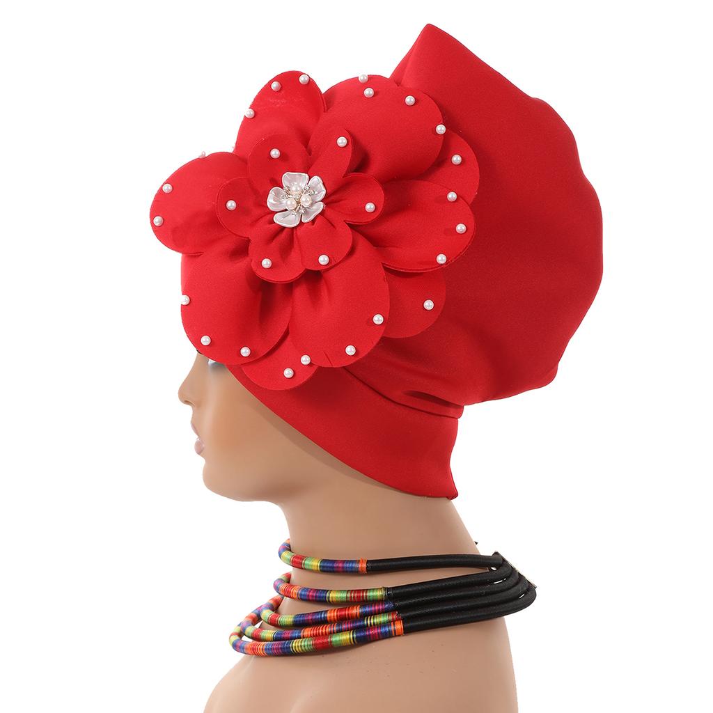 Elegant African Lady Head Wraps Nigeria Party Headwear Wedding Headtie Big Flower Turban Cap for Women 2026 New Gift