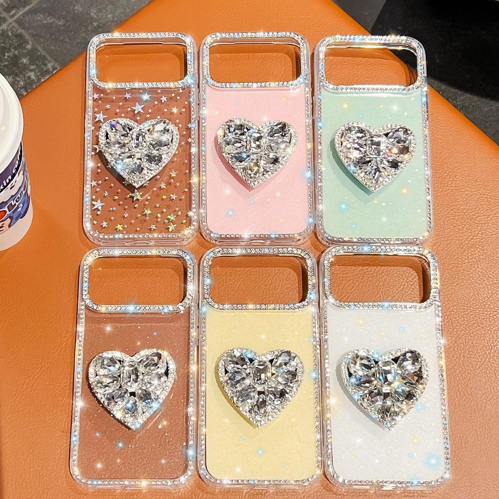 Gem Love Ständer für IPhone17Air Handyhülle für Apple 16E Diamant Glitzerpuder 15Promax