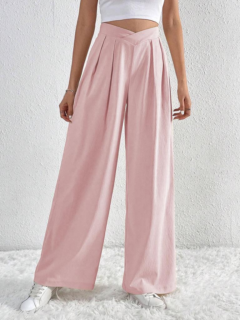 2024 Autumn/Winter Women's European and American Pleated Casual Wide-Leg Long Pants