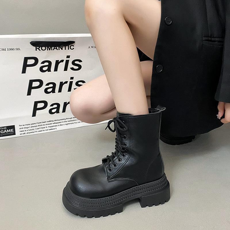 Thin Women's Fashion Not Tired Feet Thick Bottom Heightening Soft Elastic Comfort Shock Absorption Non-slip Casual Sports Martin Boots