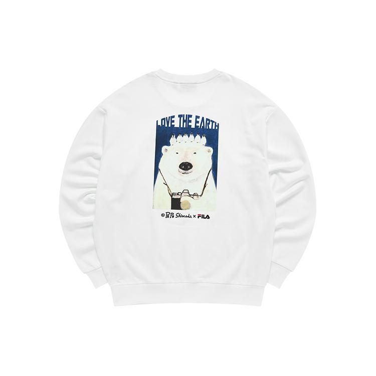 FILA Sweatshirts Men s Standard White Crew Neck Moderate Regular F11M133297F-WT XL