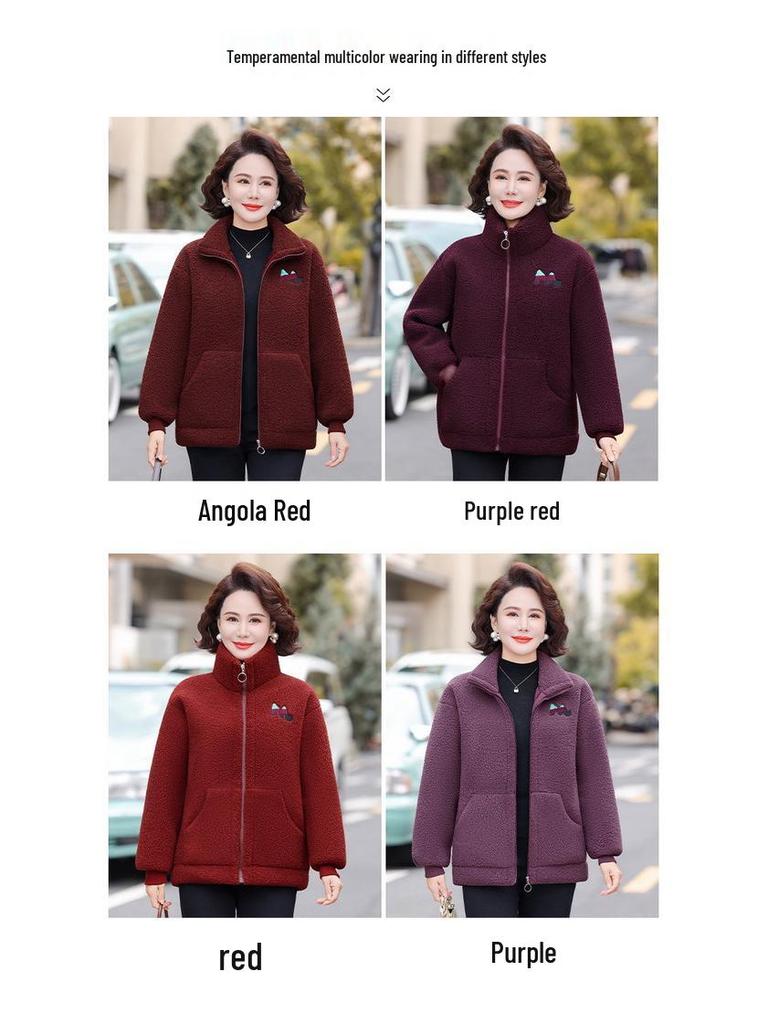 2025 Women's Plush Cotton Jacket: Thick, Fleece-Lined Outerwear for Middle-Aged and Elderly, Ideal for Autumn and Winter.