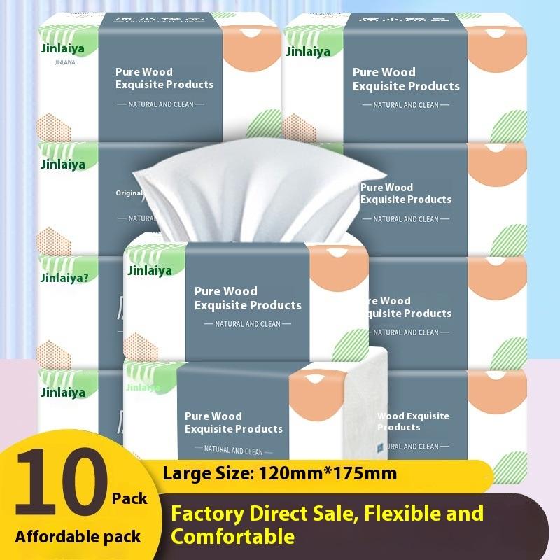 10 Packs of Large-sized Tissues, A Whole Box of Household Toilet Paper, Tissue Paper, Toilet Paper, Towels 300 Sheets Car Tissue