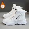 Botas de nieve de invierno para mujer cálidas y cómodas con cremallera lateral y forro polar, zapatos impermeables