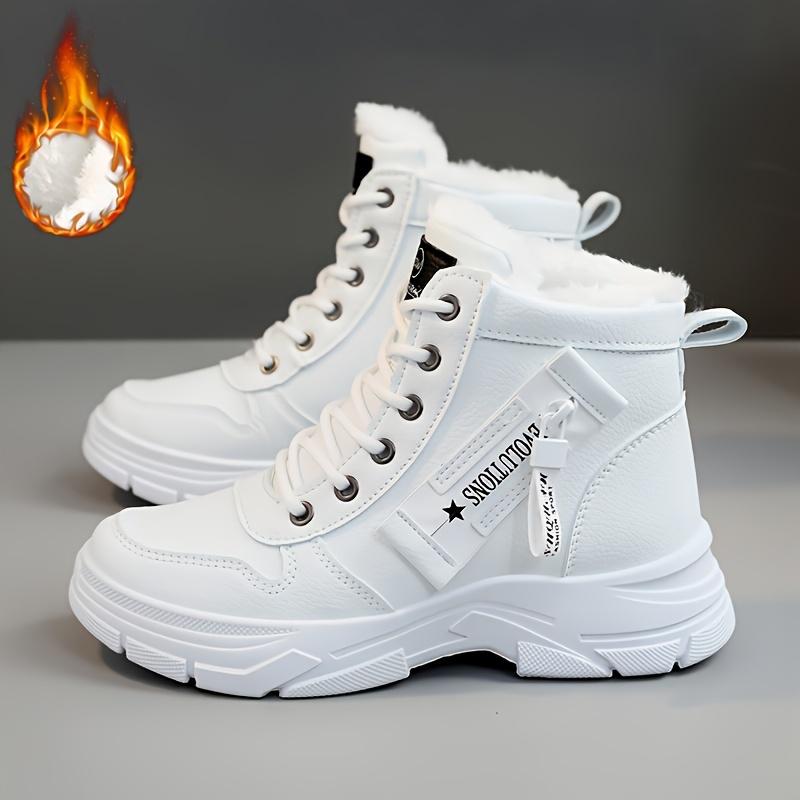 Botas de nieve de invierno para mujer cálidas y cómodas con cremallera lateral y forro polar, zapatos impermeables