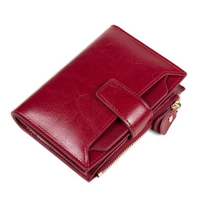 Portefeuille rétro en cuir véritable pour femmes, cire d'huile, peau de vache, portefeuille pour filles, fermeture éclair courte, mignon petit porte-monnaie pour femmes