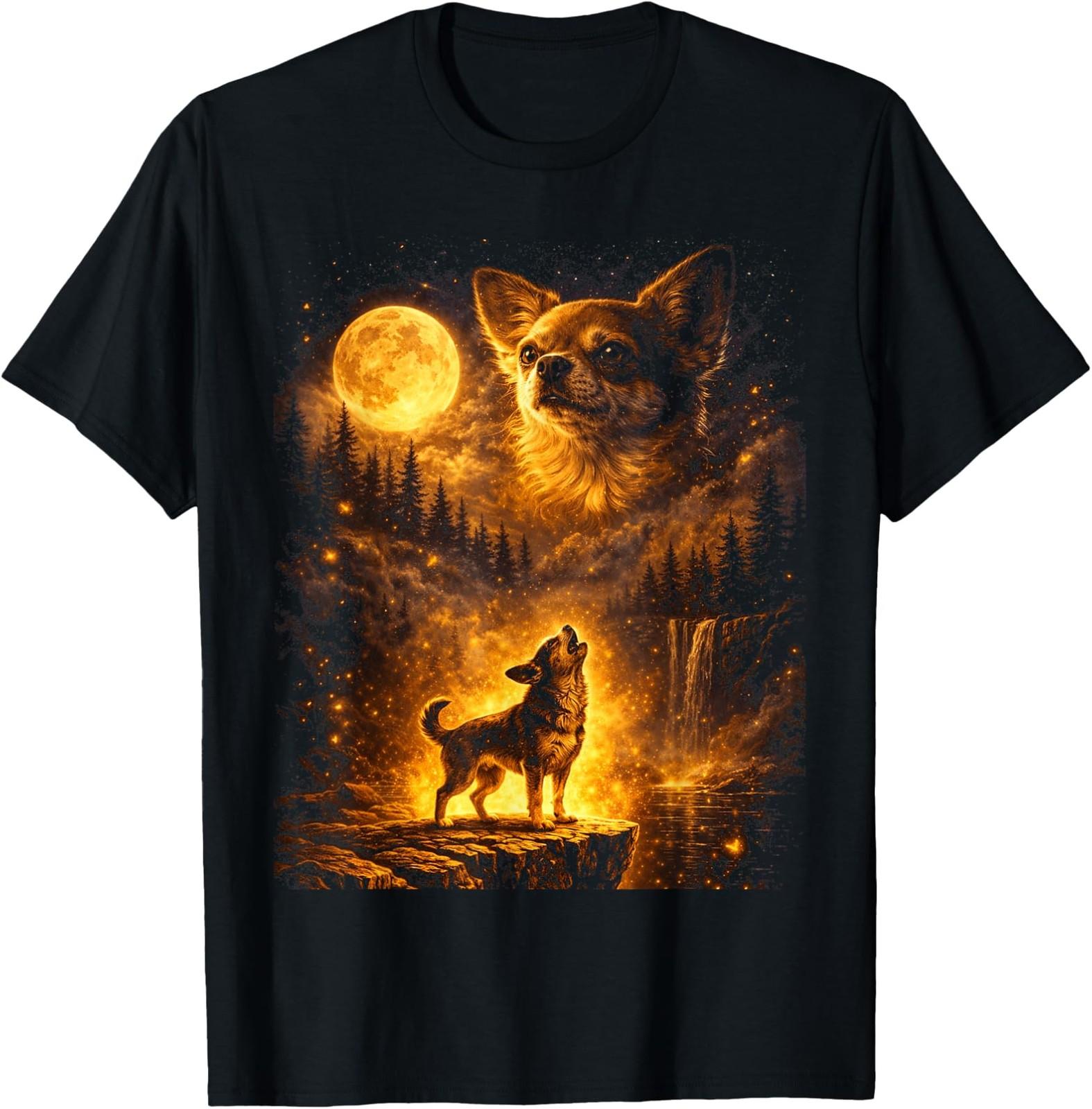 Vintage Moonlight Dog Funny Chihuahua Howling at The Moon T-Shirt S разноцветный