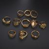 Retro Elephant Leaf 11-Piece European and American Ring Set