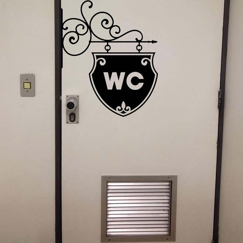 1pc Black And White Restroom Sign Wall Sticker, Decorative Sticker for Bathrooms, Background Decoration, Removable Self-Adhesive