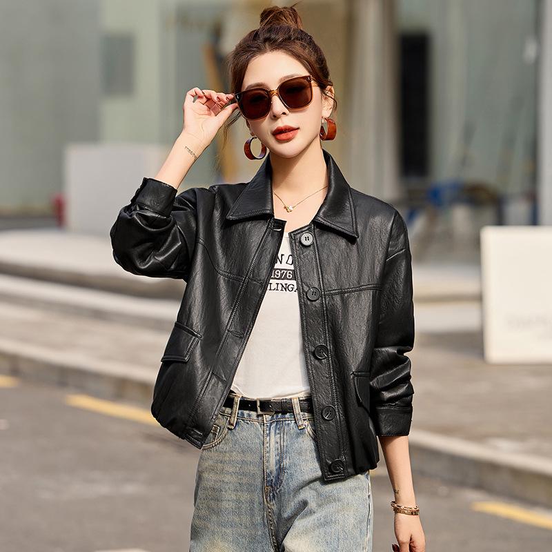 Women's Versatile Motorcycle PU Leather Jacket - Spring/Autumn 2025 Collection, Style XG9969