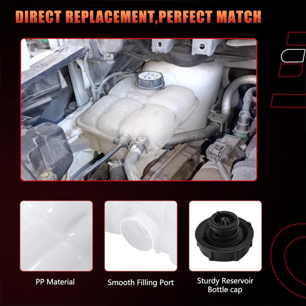 Engine Coolant Reservoir Radiator Tank, Expansion Tank With Cap, Compatible With Ford Vehicle C-Max 2013-2018, Escape 2013-2016, Focus 2012-2018,