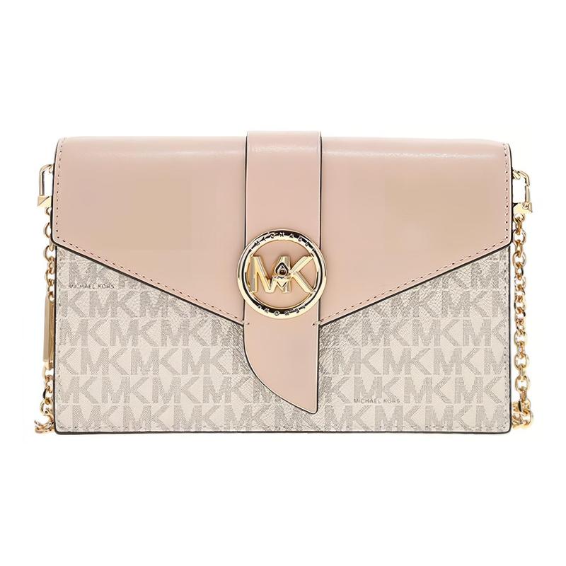 MICHAEL KORS Charm Logo printed presbyopia PVC chain bag shoulder crossbody bag small size women s коричневый