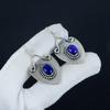 Natural Lapis Lazuli Gemstone Hoop Earrings, 925 Sterling Silver Earring, Handmade Boho Silver Jewelry Dangle Earrings, Wadding Gift