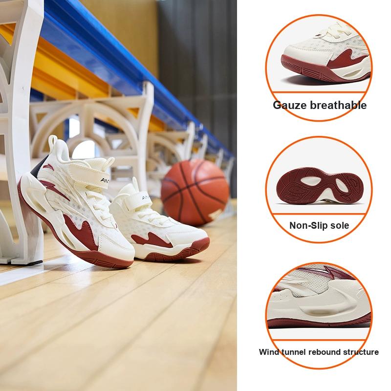 Anta Kids Wind Tunnel Double Layer Comfortable Non-Slip Low-Top Basketball Shoes Kids sneakers White Red Black A312429901-4