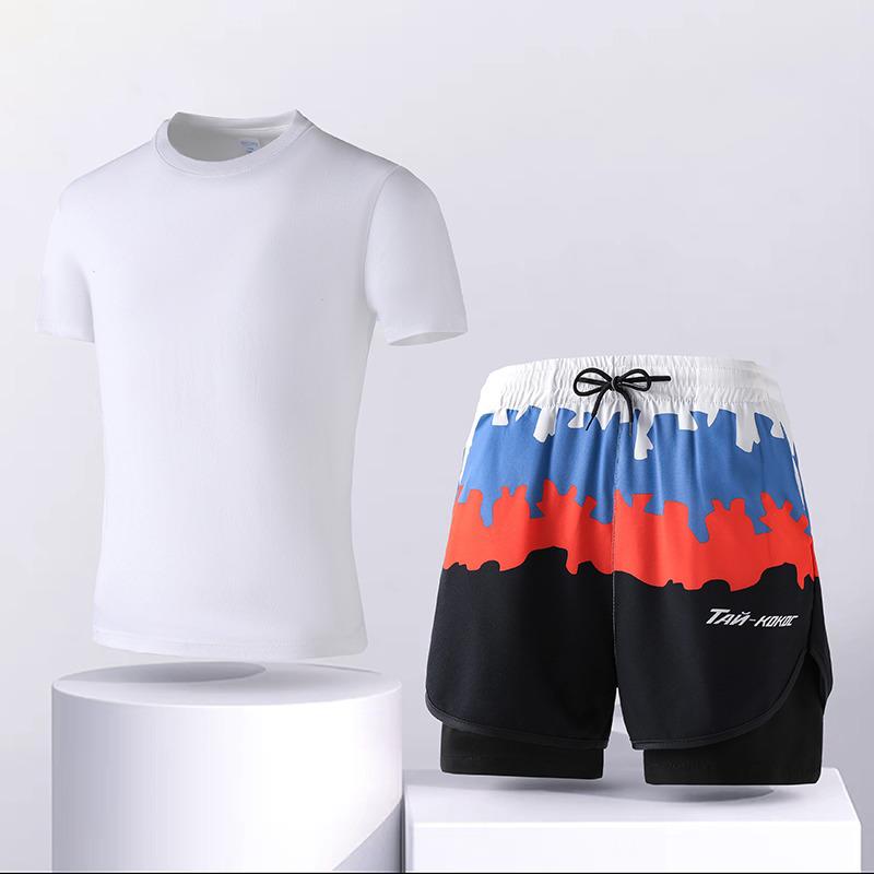Ice Degree Plus Size Men's Quick-Drying Double Layer Split Swimsuit Set