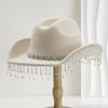 Ladies Wedding Bridal Top Hat, Western Curled Cowboy Hat, Eye Jewel with Fringed Rhinestones, Holiday Travel