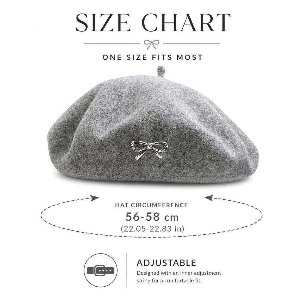 Retro Winter Wool Berets Hat Bowknot Felt Berets Fashion Plain Cap for Women