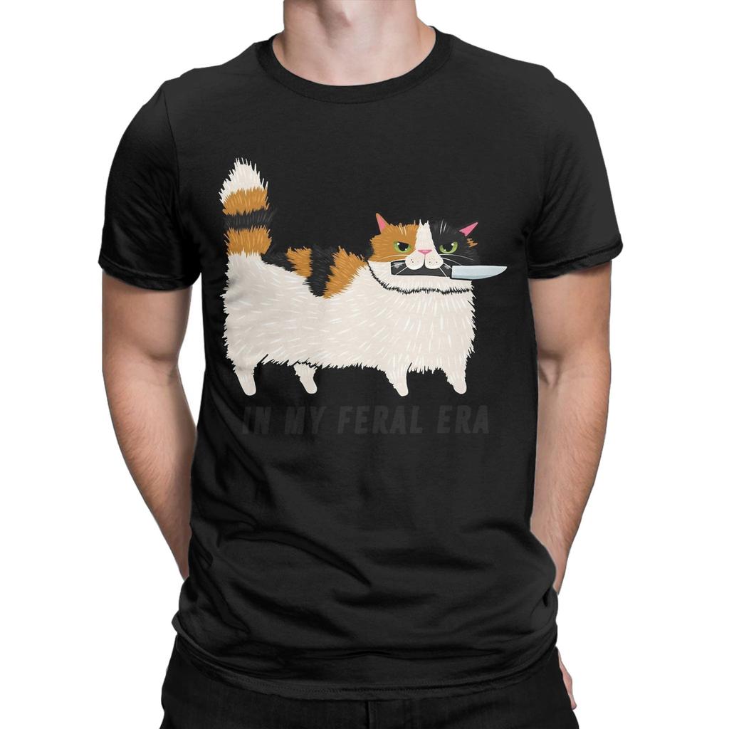 Unisexs In My Feral Era Calico Cat T Shirt Cotton Clothing Vintage Short Sleeve Crewneck Tees Gift Idea TShirt