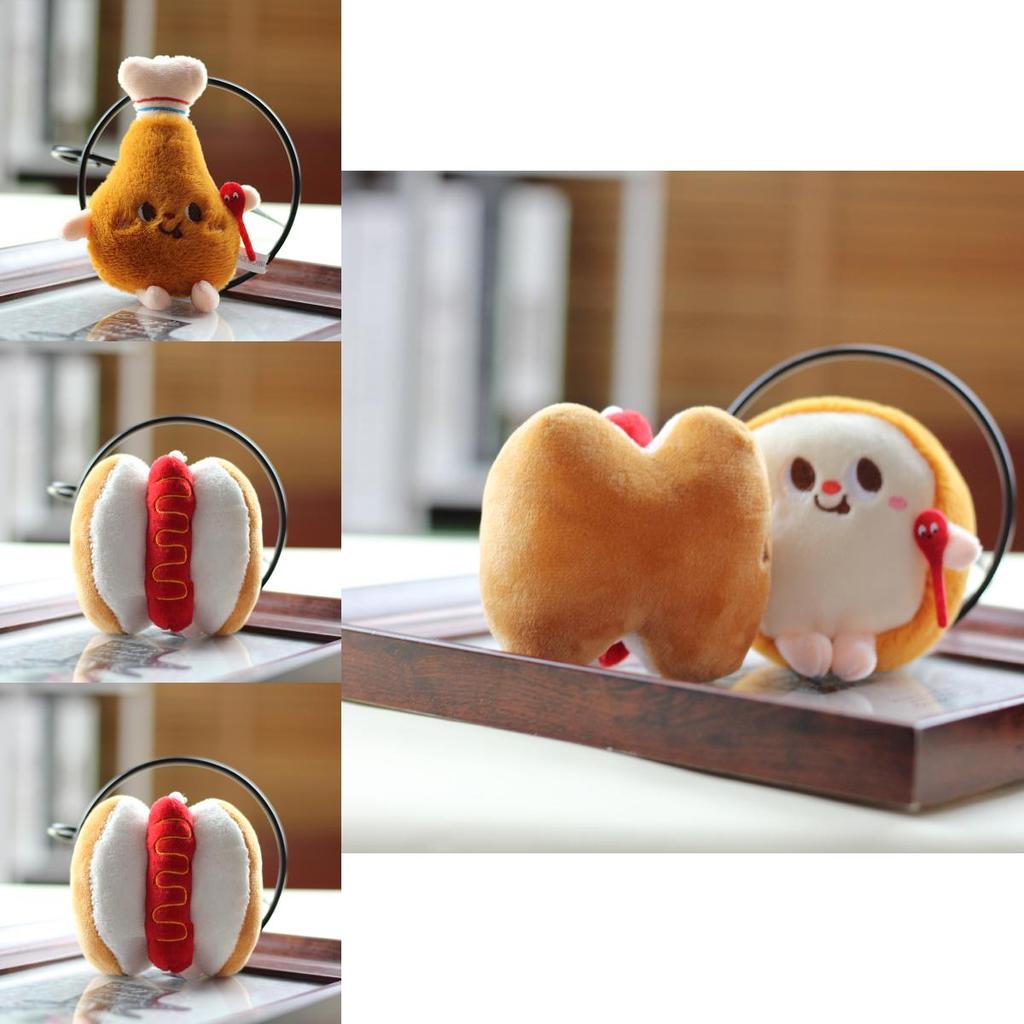 Adorable Plush Hamburger Hot Dog Chicken Leg French Fries Keychain For Backpacks Creative Gift