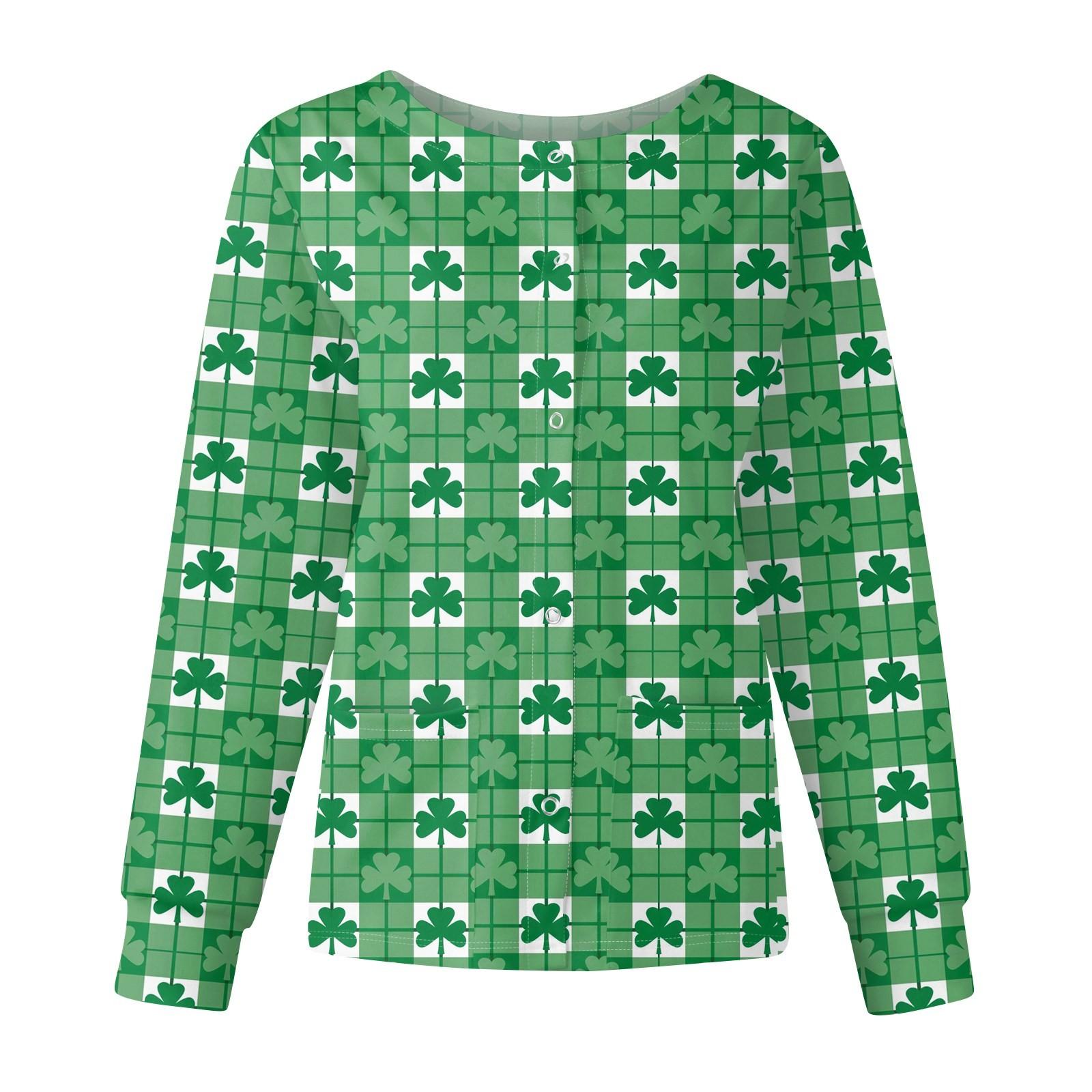 

Женская мода с длинным рукавом и воротником-стойкой, однобортная, с принтом ко Дню Святого Патрика XL