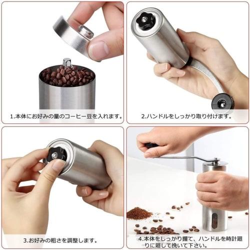 Bærbar 304 rustfritt stål manuell kaffekvern med keramisk morter for svart pepper og sichuanpepperpulver, ideell for utendørs bruk