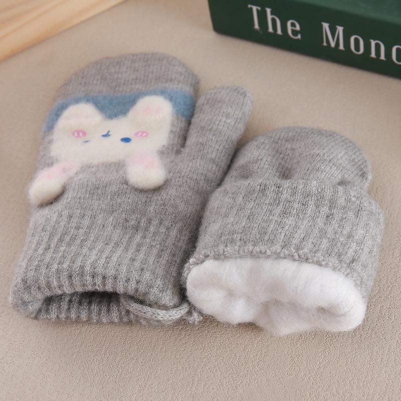 Thicken Mittens For Children Kids Mittens Rabbit Cartoon Winter Cute Knitted Gloves Toddler Warm Rope Boy Girls Baby Hand Gloves
