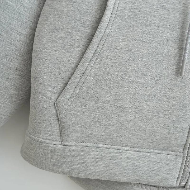 Autumn Winter Women's Zipper Hoodie Coat High Street Double Pockets Oversize Jakcet Loose Sweatshirts Outerwear Top