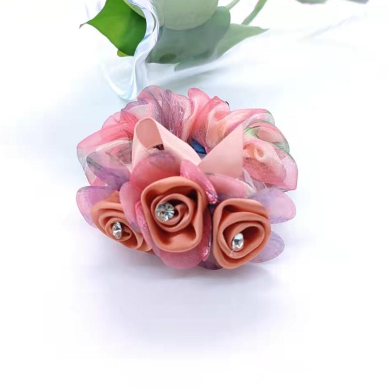 Haargummis und Haarbänder Blume Scrunchie Elastisches Gummiband Hochsteckfrisur Dutt Kopfschmuck Haar Accessoires elegantes Haarseil