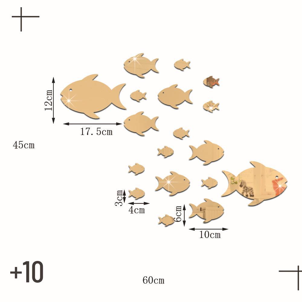 Bubble Fish Acrylic Mirror Wall Sticker - Self-Adhesive Nursery Décor