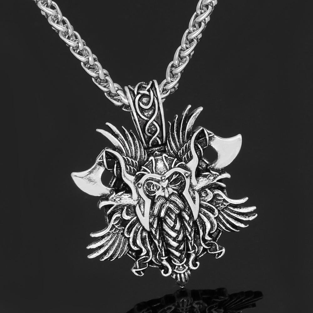 Nordic Viking Odin Axe Rune Pendant Necklace - Men s Retro Sweater Chain Accessories.