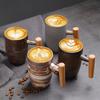 1PC Creative Wooden Handle Coarse Pottery Coffee Cup Japanese Retro Ceramic Mug Vintage Tea Cup