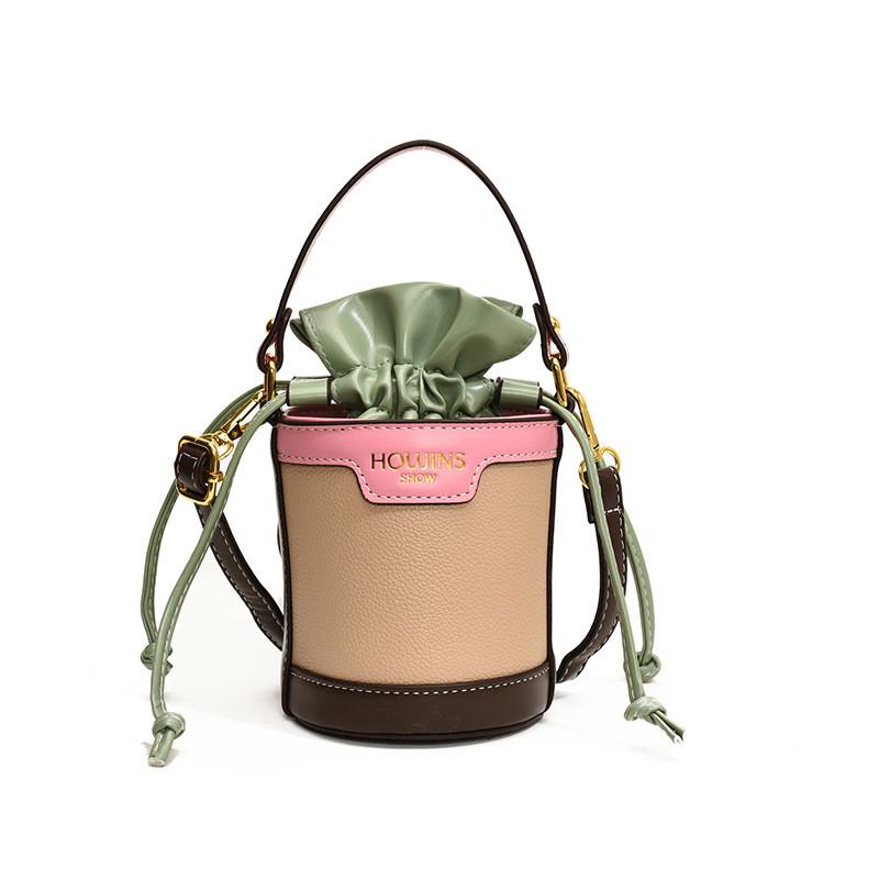 

Stylish Princess Mini Bucket Bag For Kids In Trendy Color Block Design PinkGreen