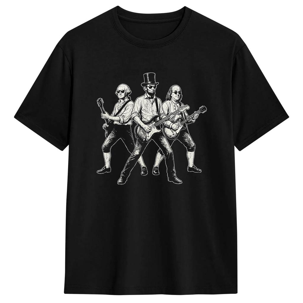 Unisex Unisex Tshirt George Washington Playing Guitar 4th July 250th Anniversary T Shirts Trendy Cool Summer Tees Vintage