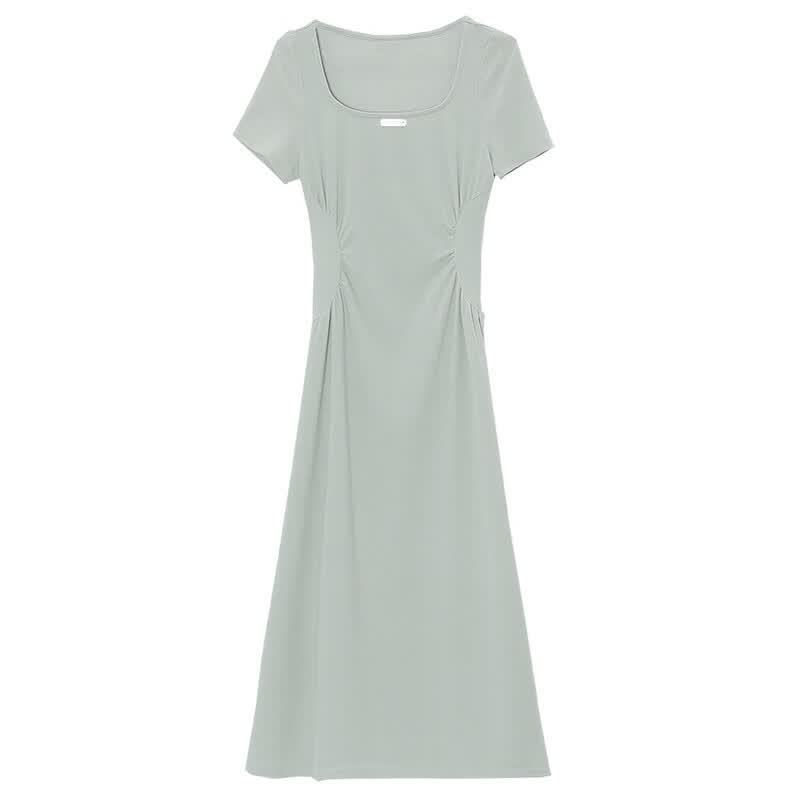 La Chapelle Pleated Short-Sleeve Summer Dress
