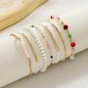 Bohemian 7-Piece Beaded Bracelet Stack Multicolor Gold White Stackable Jewelry Summer Gift Set for Women Girls
