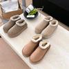 Womens Winter Snow Boots Sheepskin Fur Lined Flat Heel Short Ankle Warm Comfortable Slip-On