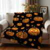 Autumn Ghost Pumpkin Cartoon Anime Print Flannel Blanket Soft Warm Throw for Kids Bedroom Sofa Christmas Office Car