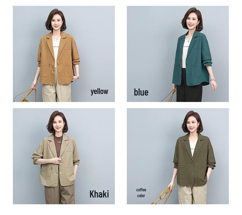 2024 Frühling/Herbst Locker geschnittener Kurzarmblazer für Frauen mittleren Alters - Koreanischer Stil, modisch, alterslos