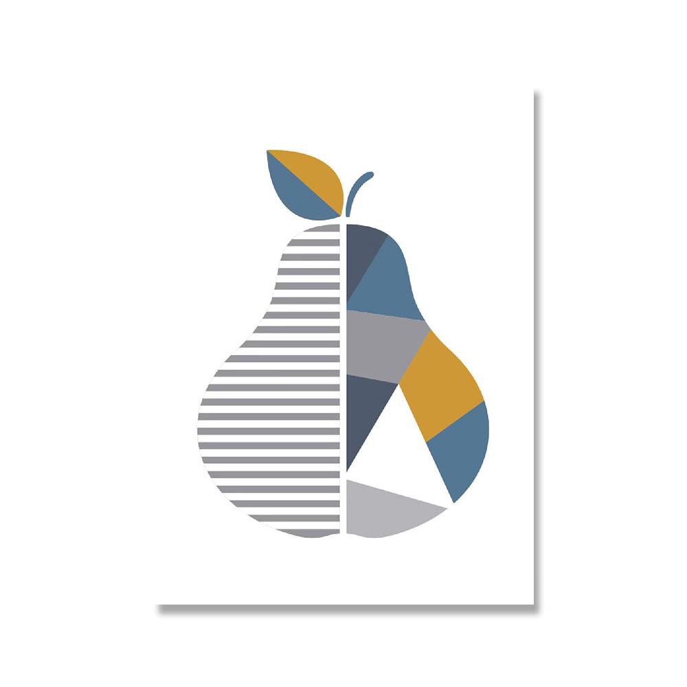 

Nordic Абстракция Геометрия Фрукты Настенное Искусство Яблоко Ананас Груша Печать Плакаты Кухня Столовая Декор Холст Картины 21x30cm No Framed