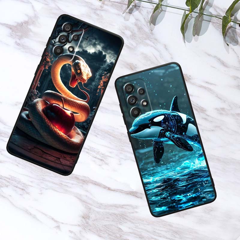 Anime Biology Design Phone Case For Samsung A73 A72 A71 A55 A54 A53 A52 A51 A13 A22 A16 A15 A12 A14 A26 A07 5G Black