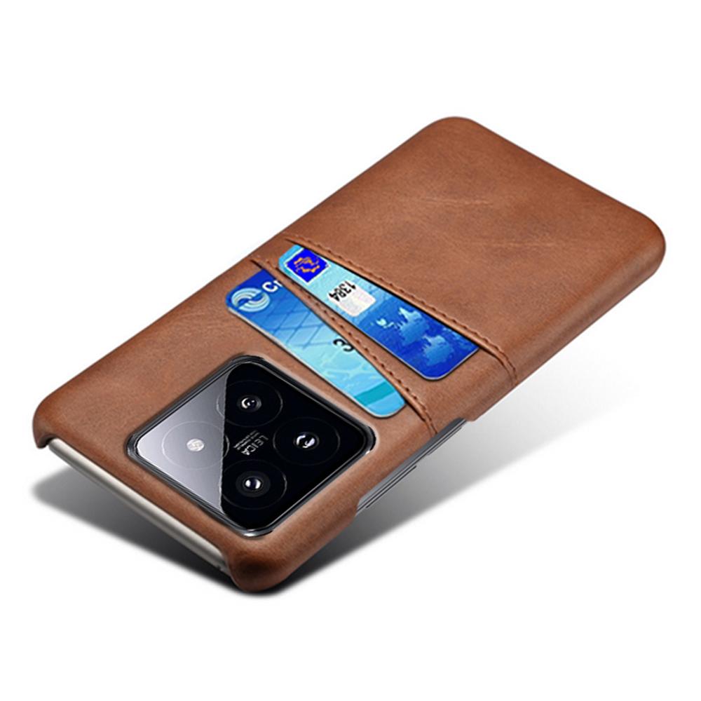 For Xiaomi 14 Case Dual Card Slots PU Leather Coated PC Protective Phone Cover