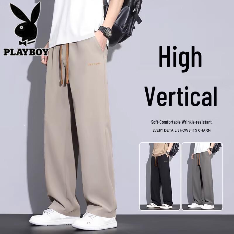 Playboy Men s Ice Silk Loose Straight Casual Pants M